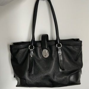 Tumi black leather tote